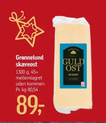 Føtex Grønnelund skæreost guld mellemlagret tilbud