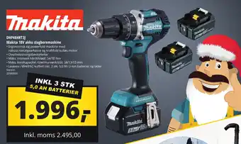 10-4 Byggecenter DHP484RT3J Makita 18V akku slagboremaskine tilbud