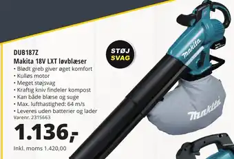 10-4 Byggecenter DUB187Z Makita 18V LXT løvblæser tilbud