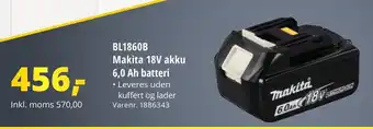 10-4 Byggecenter BL1860B Makita 18V akku 6,0 Ah batteri tilbud
