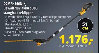 10-4 Byggecenter DCMPH566N-XJ Dewalt 18V akku SOLO stanghækkeklipper tilbud