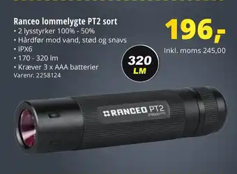 Ranceo lommelygte PT2 sort