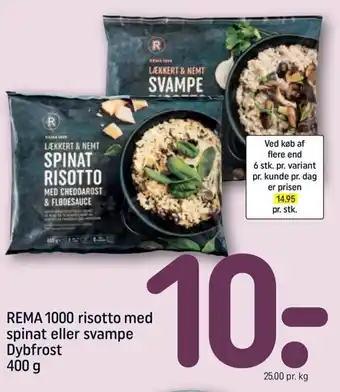REMA 1000 Rema 1000 Risotto Med Spinat 400 g tilbud