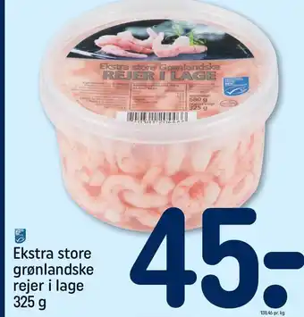 REMA 1000 Ekstra store grønlandske rejer i lage 325 g tilbud