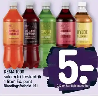 REMA 1000 Rema 1000 sukkerfri læskedrik 1 liter. ex. pant tilbud