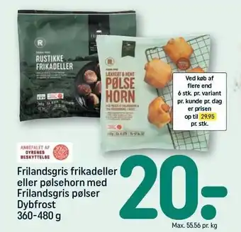 Frilandsgris frikadeller eller pølsehorn med frilandsgris pølser dybfrost 360-480 g