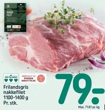 REMA 1000 Frilandsgris nakkefilet 1100-1400 g pr. stk tilbud