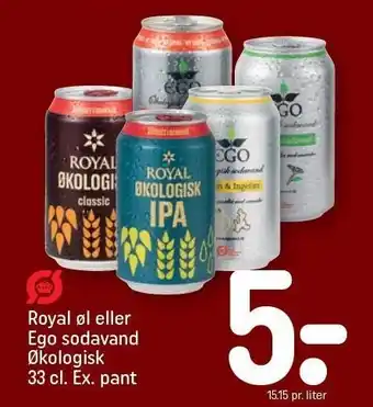 REMA 1000 Royal øl eller ego sodavand økologsk 33 cl tilbud