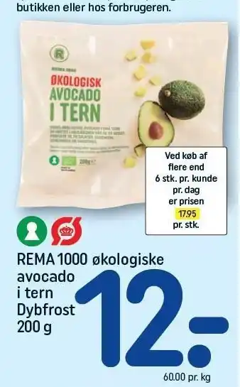 REMA 1000 Rema 1000 økologiske avocado i tern dybfrost 200 g tilbud