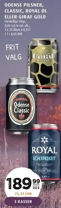 Scandinavian Park Odense pilsner, classic, royal øl eller giraf gold tilbud