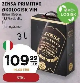 Scandinavian Park Zensa primitivo økologisk vin tilbud