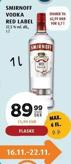 Scandinavian Park Smirnoff vodka red label tilbud