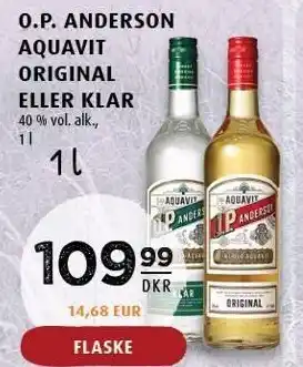 Scandinavian Park O.p. anderson aquavit original eller klar tilbud