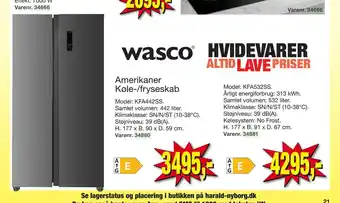 Harald Nyborg Amerikaner køle-/fryseskab tilbud