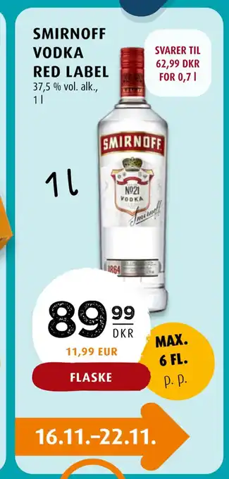 Scandinavian Park Smirnoff vodka red label tilbud
