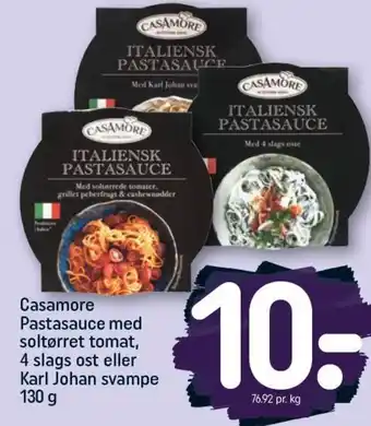 REMA 1000 Casamore Pastasauce med soltørret tomat, 4 slags ost eller Karl Johan svampe 130 g tilbud