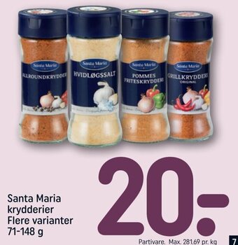 REMA 1000 Santa Maria Krydderier 71-148 g tilbud