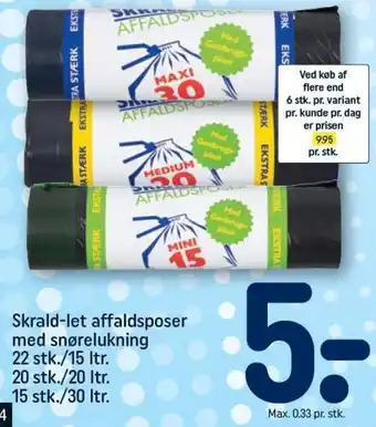 REMA 1000 Skrald-let affaldsposer med snørelukning tilbud