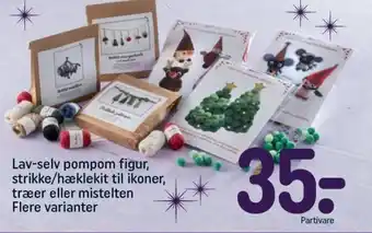 Lav-selv pompom figur, strikke/hæklekit til ikoner, træer eller mistelten Flere varianter