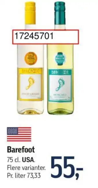 Føtex Barefoot 75 cl. USA tilbud