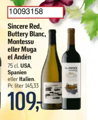 Føtex Sincere Red, Buttery Blanc, Montessu eller Muga el Andén tilbud