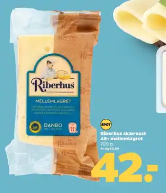 Netto Riberhus skæreost danbo mellemlagret tilbud