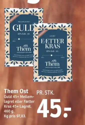 SPAR Them ost skæreost guld mellemlagret 25% tilbud