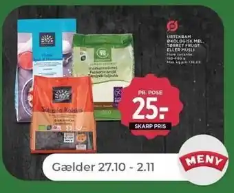 Netto Urtekram økologisk mel, tørret frugt eller müsli, 180-600g tilbud