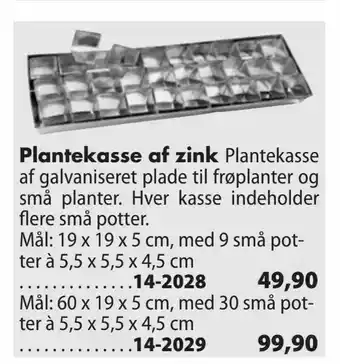 Plantekasse af zink