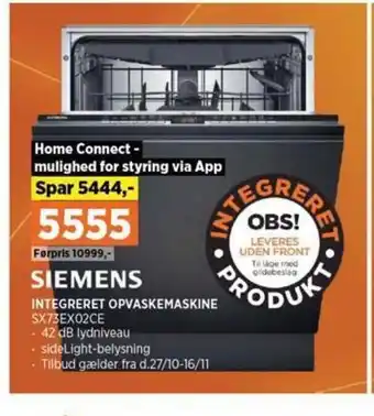 Power SIEMENS INTEGRERET OPVASKEMASKINE tilbud