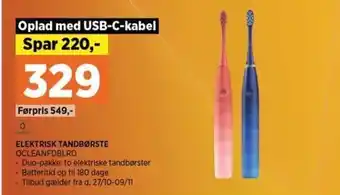 Power ELEKTRISK TANDBØRSTE OCLEANFDBLRD tilbud