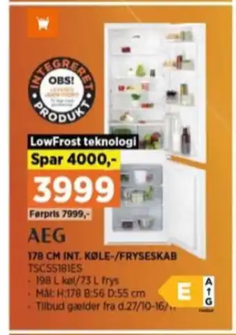 Power Aeg køle/fryseskab tilbud