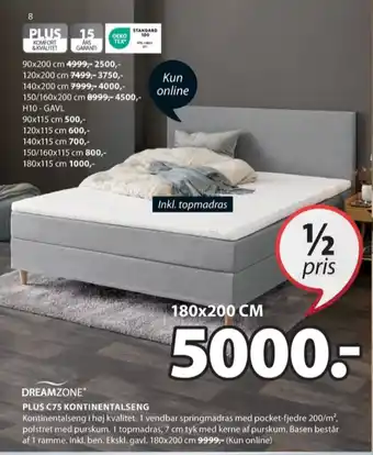 JYSK Dreamzone kontinentalseng tilbud