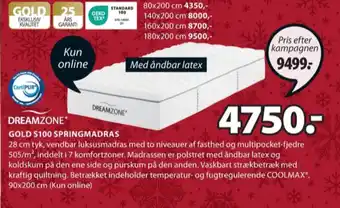 JYSK Dreamzone springmadras tilbud