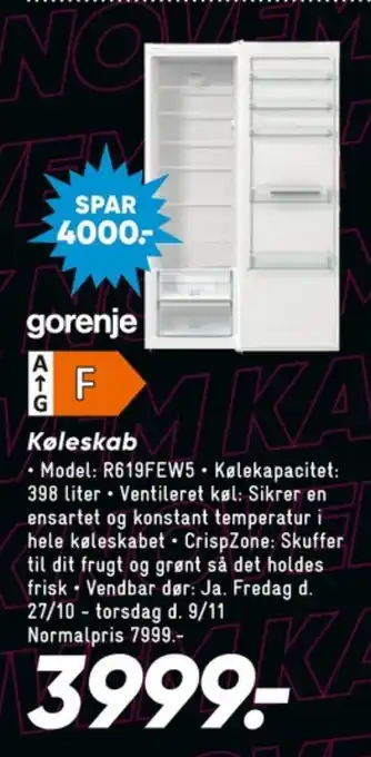 Bilka Gorenje køleskab tilbud