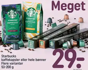 REMA 1000 Starbucks Kaffekapsler eller Bønner 53-200 g tilbud
