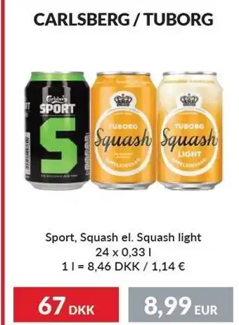 Nielsen's Discount Carlsberg/tuborg sport, squash el. squash light tilbud
