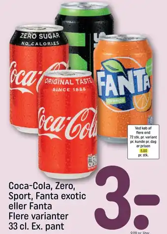 REMA 1000 Coca-Cola, Zero, Sport, Fanta Exotic eller Fanta 33 cl tilbud