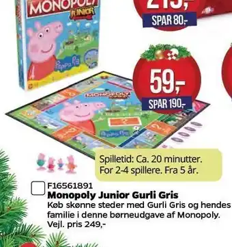 MID Hobby Monopoly junior gurli gris tilbud