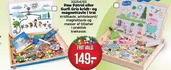 MID Hobby Paw patrol eller gurli gris kridt- og magnettavle i træ tilbud