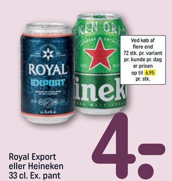 REMA 1000 Royal Export eller Heineken 33 cl tilbud