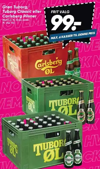 Bilka Grøn Tuborg, Tuborg Classic eller Carlsberg Pilsner tilbud