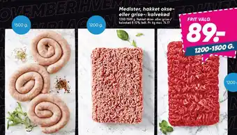 Bilka Medister, hakket okse- eller grise-/kalvekød tilbud