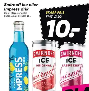 Bilka Smirnoff Ice eller Impress drik tilbud