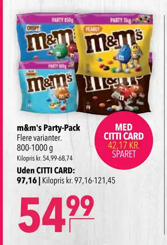 Citti M&m's party-pack tilbud