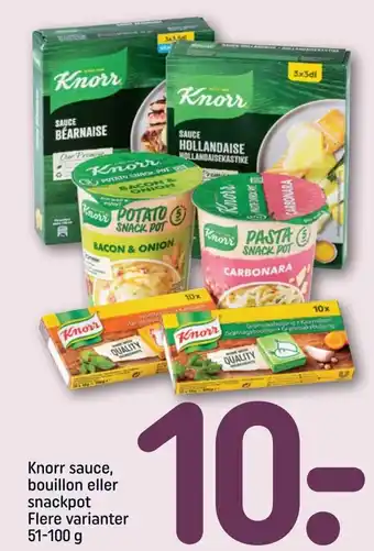 REMA 1000 Knorr Sauce Bouillon eller Snackpot 51-100 g tilbud