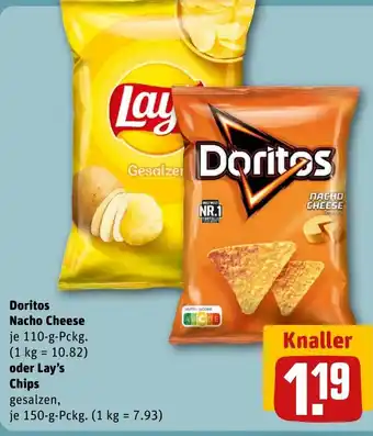 REWE DE Doritos Nacho Cheese oder Lay's Chips tilbud