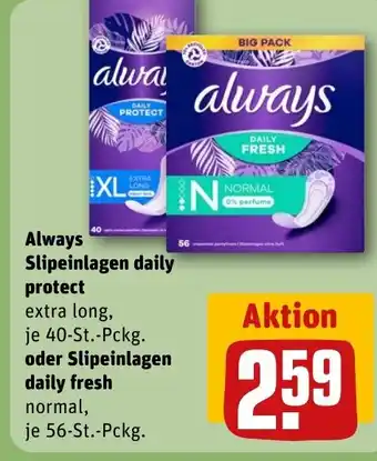 REWE DE Always Slipeinlagen daily protect oder Slipeinlagen daily fresh tilbud