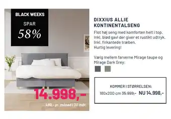 Drømmeland Dixxius allie kontinentalseng tilbud