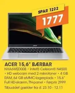 Expert Acer 15,6 bærbar tilbud